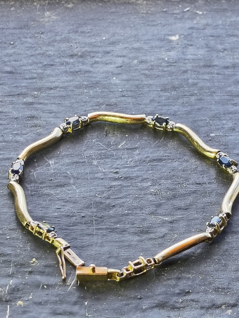 Vintage 10k Yellow Gold/Saffire Clyde Duneier, Inc. PAT#697315